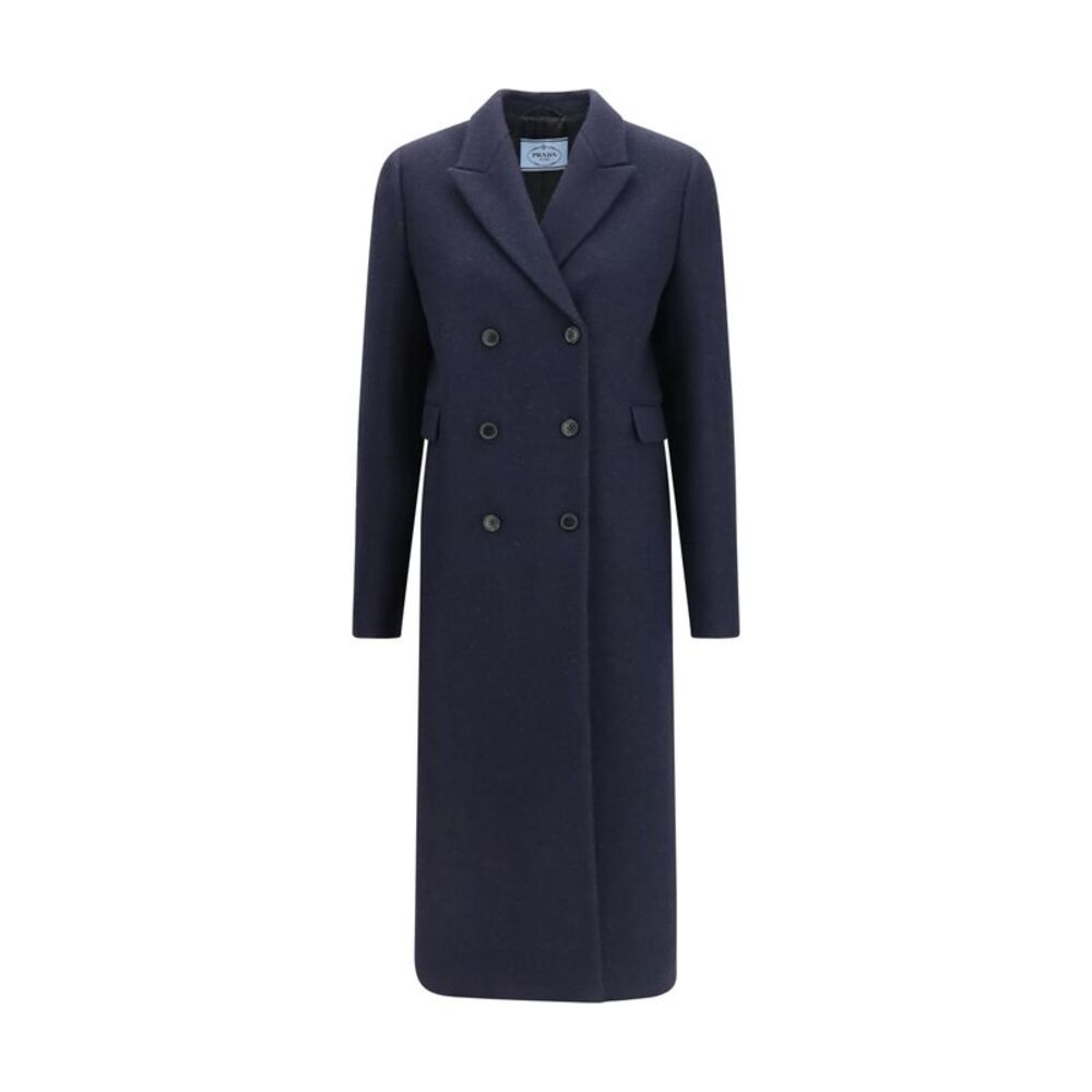 Prada Women Shetland Wool Double Breasted Coat